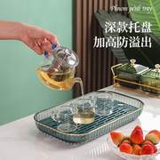 玻璃杯杯盘家用酒杯竹盘日式长方形茶台竹制茶盘茶几简约沥水托盘