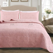 爆品米白兰花绗缝三件套床盖全棉纯色春秋被多功能床上用品床单品