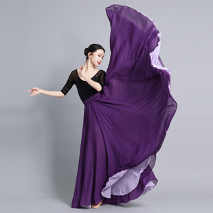 复古风飘逸双层双面可穿720度舞蹈中国风仙女气质半身大摆裙长裙