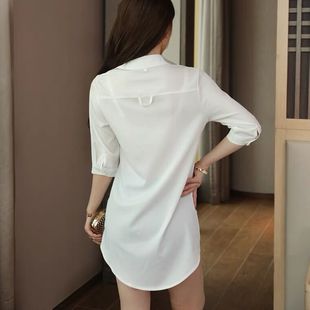 白色职业装衬衫女夏季薄款气质白衬衣设计感小众短袖工作服雪纺衫