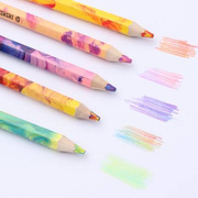 速发一笔多色渐层色铅笔魔幻神奇彩虹笔三色彩铅笔加粗画笔笔