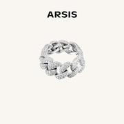 arsis自由搭配古巴戒指，复古气质小众设计感情侣指环原创饰品