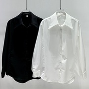 白色衬衫男2023韩版高级感廓形休闲百搭简约纯色免烫长袖衬衣