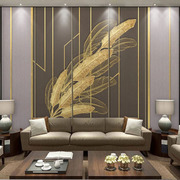 环保无缝金色羽毛影视墙现代简约电视背景墙壁纸抽象线条壁画卧室