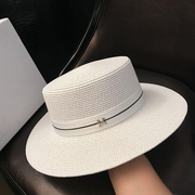 帽子女韩国时尚休闲平顶草帽，夏季小清新遮阳帽，出游百搭太阳帽礼帽