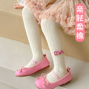 女童孩韩版春秋季连裤袜子，儿童薄款针织，棉打底长裤蝴蝶结洋气宝宝