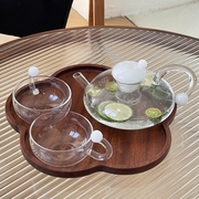 小众设计款ins风玻璃花茶壶下午茶泡茶套装水果茶壶耐热功夫茶壶