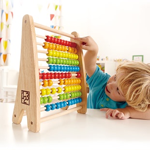 hape3-6岁儿童益智玩具彩虹，珠算架算盘，100粒宝宝男女孩早教学算术