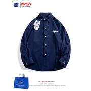 NFT NASA联名秋季长袖衬衫男日系纯色基础宽松休闲百搭高级感衬衣