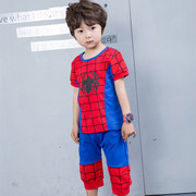 男童夏装套装蜘蛛侠童装，超人短袖薄款纯棉薄，款儿童奥特曼衣服