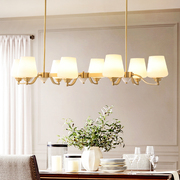 美式餐厅灯客厅长方形吧台吊灯，长条餐桌灯，法式欧式复古全铜灯具