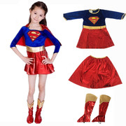 儿童节女孩超人表演服装披风连衣裙女童幼儿园走秀派对演出服