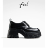 fed黑色小皮鞋，秋季女鞋粗跟厚底牛津鞋单鞋女款r0904-zc150