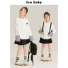 senbaby女童春装t恤2024韩版童装，中大童拼接白上衣(白上衣)+百褶半裙套装