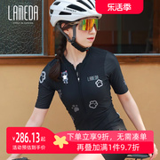 兰帕达骑行服女款夏短袖自行车单车公路套装上衣服装专业漫迪黑色