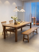 北欧实木餐桌家用小户型，双层长方形吃饭桌子，餐厅原木餐桌椅组合