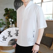 夏季潮男中国风，短袖t恤民族新中式，绣花宽松上衣