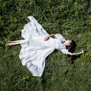 棉麻记雪纺白色连衣裙，女夏季气质，2023蕾丝长裙高级感仙女裙子