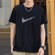 Nike耐克T恤男大勾训练服黑色时尚圆领透气篮球健身透气运动短袖