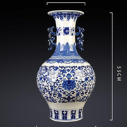 景德镇陶瓷器仿古手绘青花瓷中式客厅装饰品桌面摆件大号落地花瓶
