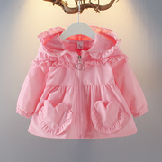 女童秋季带帽小外套1-2-3岁0休闲洋气，婴幼儿衣服小宝宝秋天上衣潮