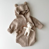 婴儿秋冬款可爱长袖针织哈衣爬服男女宝宝小熊毛线连体衣毛衣外套
