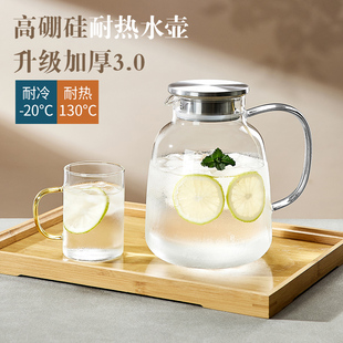 家用耐高温冷水壶大容量，冰箱玻璃凉水壶，冷泡壶茶壶凉水杯装水套装