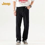 Jeep吉普男士牛仔裤2024百搭高级男生长裤美式黑色直筒裤子男