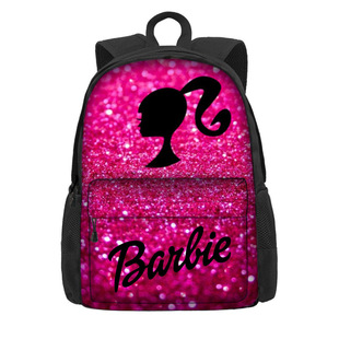 跨境barbie芭比公主学生，书包大容量双层前袋背包，户外双肩包