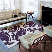时尚欧式紫色叶子地毯客厅茶几沙发地毯卧室床边手工腈纶地毯定制