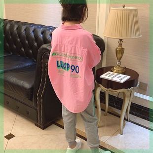 女童休闲衬衣2025春装新款儿童中大童网红翻领外穿内搭宽松衬衫潮
