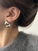 前后大小金属风耳环欧美复古时尚百搭银色耳钉小众设计感耳环耳饰