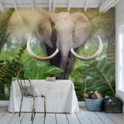 定制东南亚个性定制壁画客厅，卧室餐厅大象背景，装饰墙纸3d大气立体