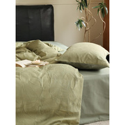 家纺秋冬日式全棉磨毛床单四件套高级感浮雕被套加厚床上用品