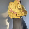女装衣依阿玛施2024春秋时尚法式气质大尖领设计感桑蚕丝衬衫