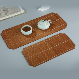手工竹编茶席禅意茶桌垫子，干泡茶具配件竹丝，隔热防水竹垫茶垫桌旗