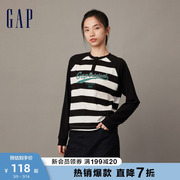 gap女装早春logo纯棉撞色插肩长袖t恤高级时尚休闲舒适上衣836098