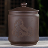 宜兴紫砂茶叶罐陶瓷大号手工，中式复古将军，存储普洱茶饼收纳盒米缸