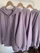 紫色卫衣女春秋季运动休闲拉链开衫2024美式时尚连帽外套上衣