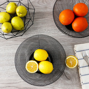 北欧简约几何铁艺水果盘创意欧式摆件家居客厅茶几果盘收纳零食篮