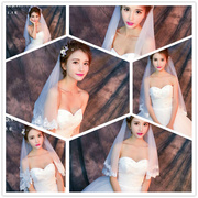 新娘头纱韩式甜美头纱，月下相恋短款简约版，唯美婚纱头纱