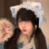 蓝色洛丽塔cosplay猫耳朵发箍lolita猫娘兽耳发带，kc头饰发夹发饰