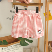 婴儿短裤纯棉薄款格子儿童女宝宝裤子外穿夏季2024女童休闲裤