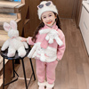 女童兔子卫衣加绒套装，2023女宝宝冬装洋气，时髦加厚保暖三件套