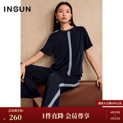 INSUN恩裳专选夏季条纹天蓝色休闲衬衫