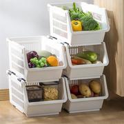 厨房蔬菜收纳筐菜篮子置物架可叠加菜篮水果收纳篮塑料装放果蔬框