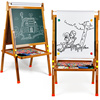 儿童木制画板画架双面磁性，可升降支架式宝宝写字板绘画竹制黑板