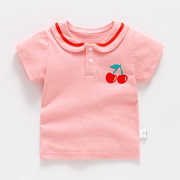 婴儿女童夏装宝宝薄款0岁1幼儿，2上衣3小童半袖，4纯棉短袖t恤打底衫