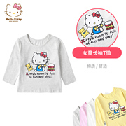 Hello Kitty秋棉女童圆领长袖T恤打底衫休闲T恤童装上衣
