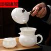 高档定制德化白瓷茶具套装家用瓷泡茶盖碗办公侧把茶壶茶杯陶瓷 2